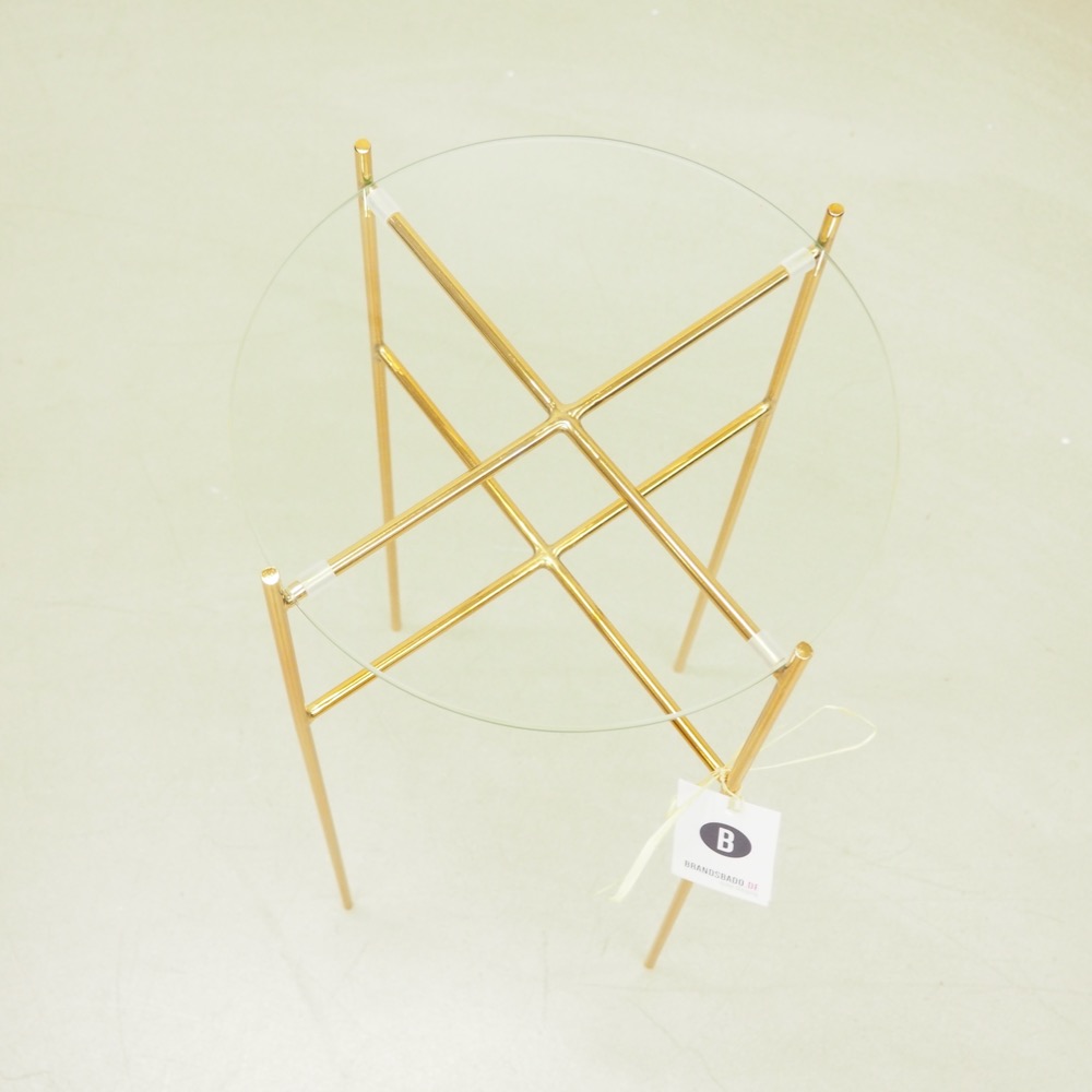 Beistelltisch Demi Glas Metall Gold Ø 32 cm H 60 cm