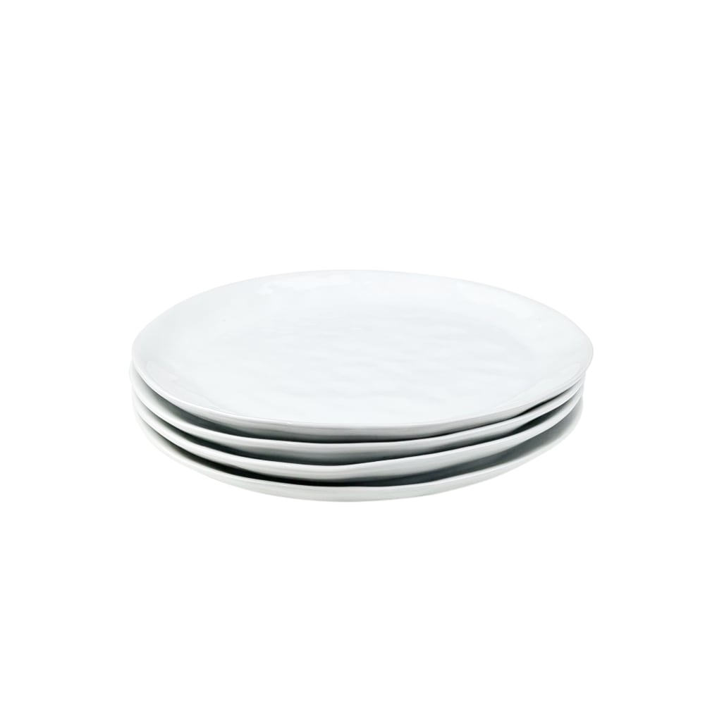 4x Ovale Frühstücksteller Porcelino unebene Oberfläche