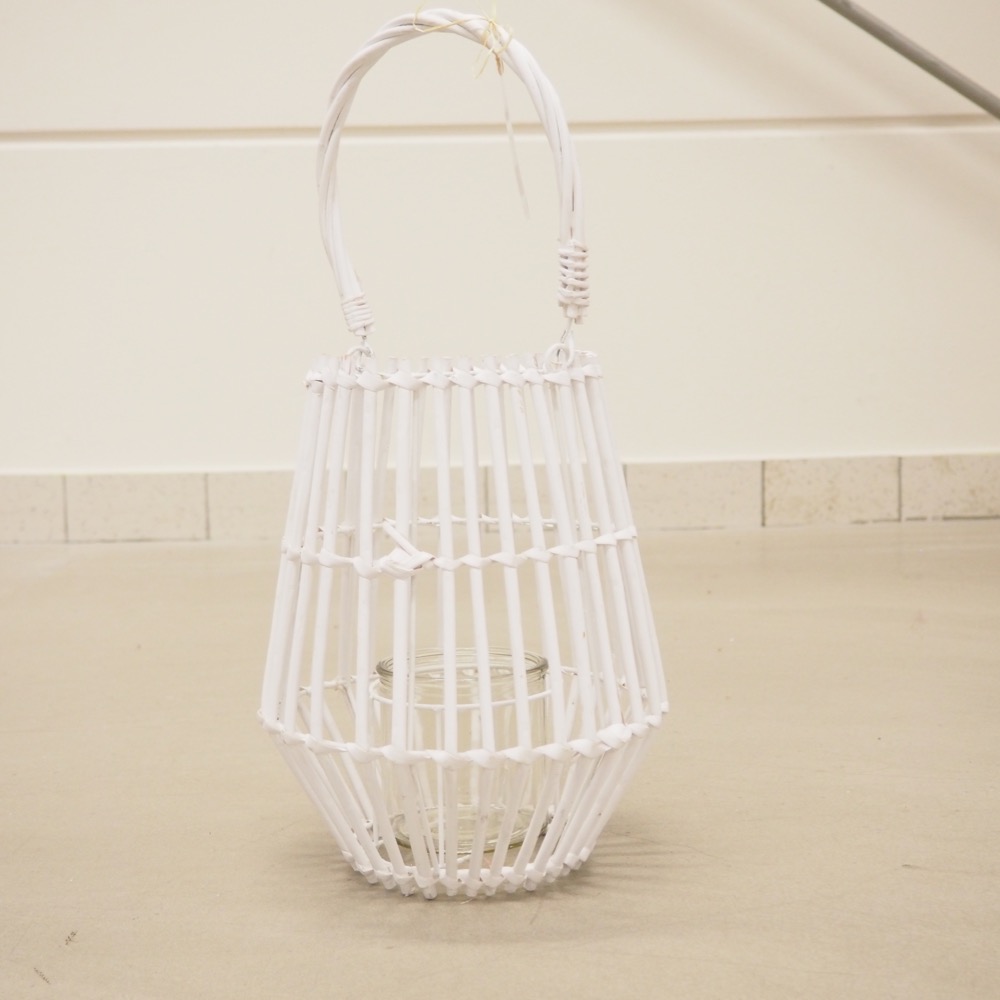 Bambus Laterne Balu weiß Deko-Objekt Glas Ø 30 x H 33 cm