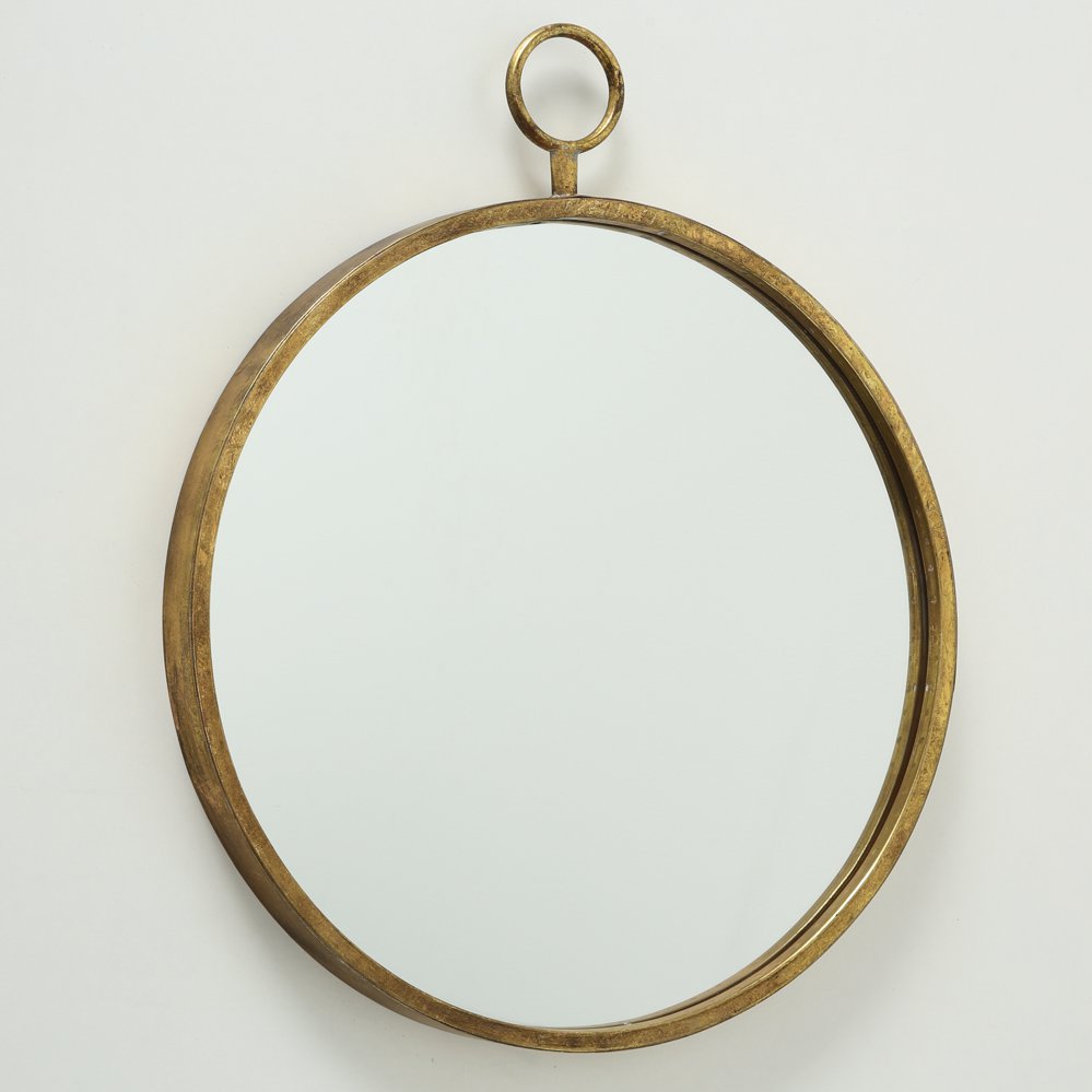 Massiver Wandspiegel Prado rund Eisen goldfarben Ø 40cm