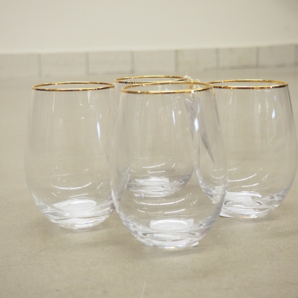 4x Wassergläser Chloe in Transparent mit Goldrand