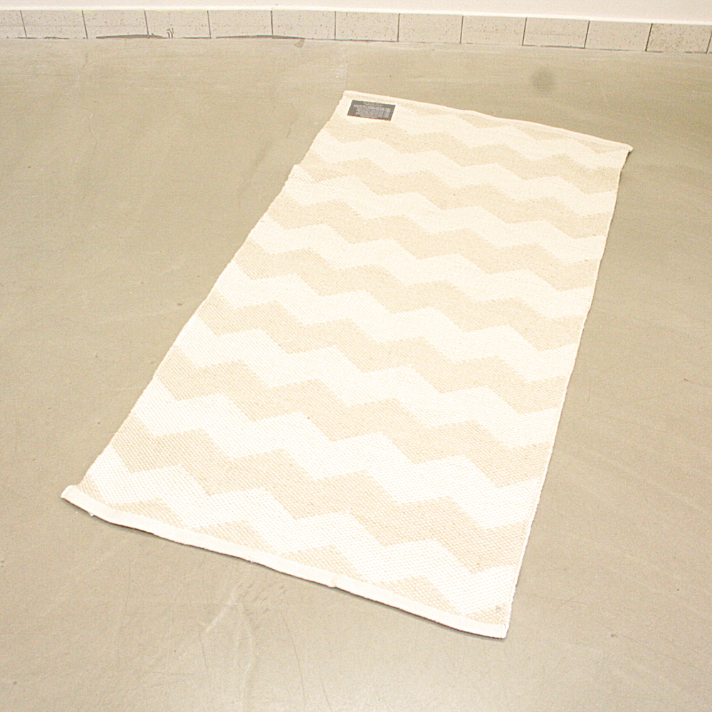 Handgewebter In- und Outdoor-Teppich Bora 80 x 150 cm Zickzack creme
