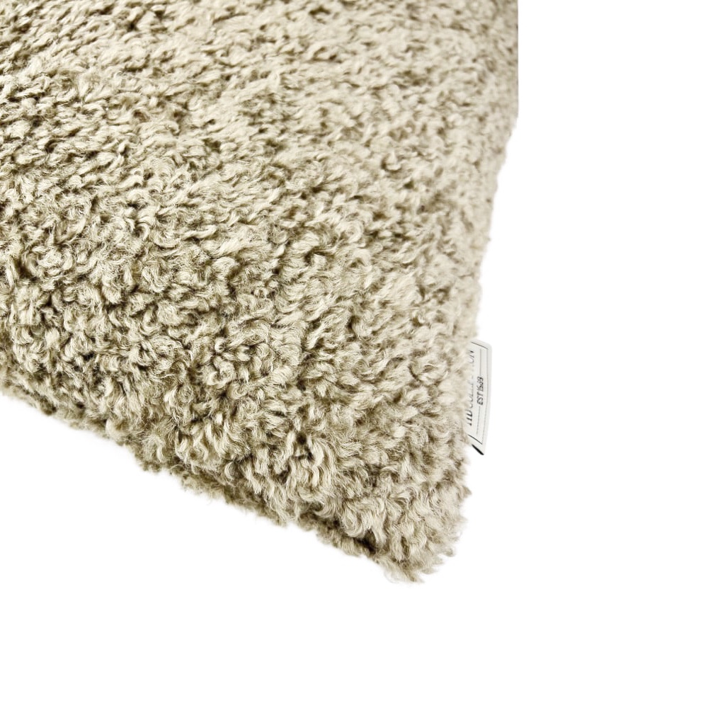 Flauschiges Kissen Teddy Olivgrün Inlett