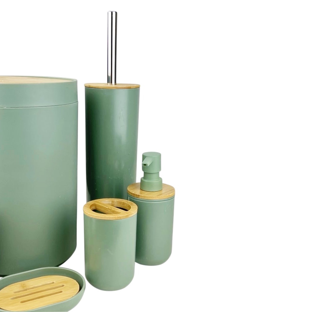 Bad-Accessoires-Set Decent Salbeigrün 6-teilig