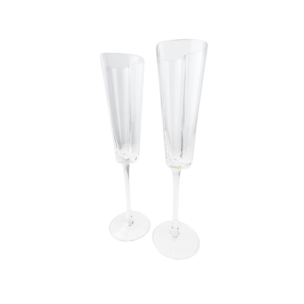 2x Champagnerglas Amour mit Goldverzierung  Glas