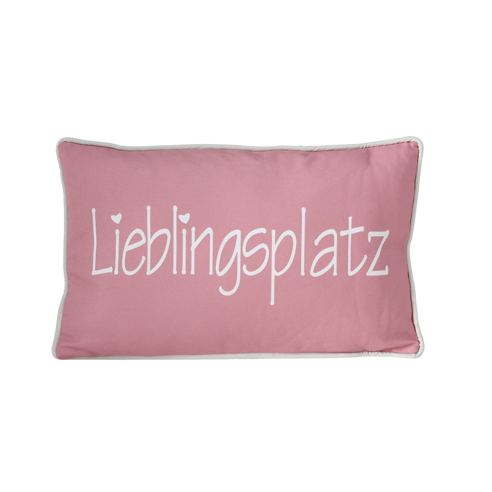 Deko-Kissen Lieblingsplatz 2sort. Spruch Schwarz Rosa Weiß L/B 50x30 cm