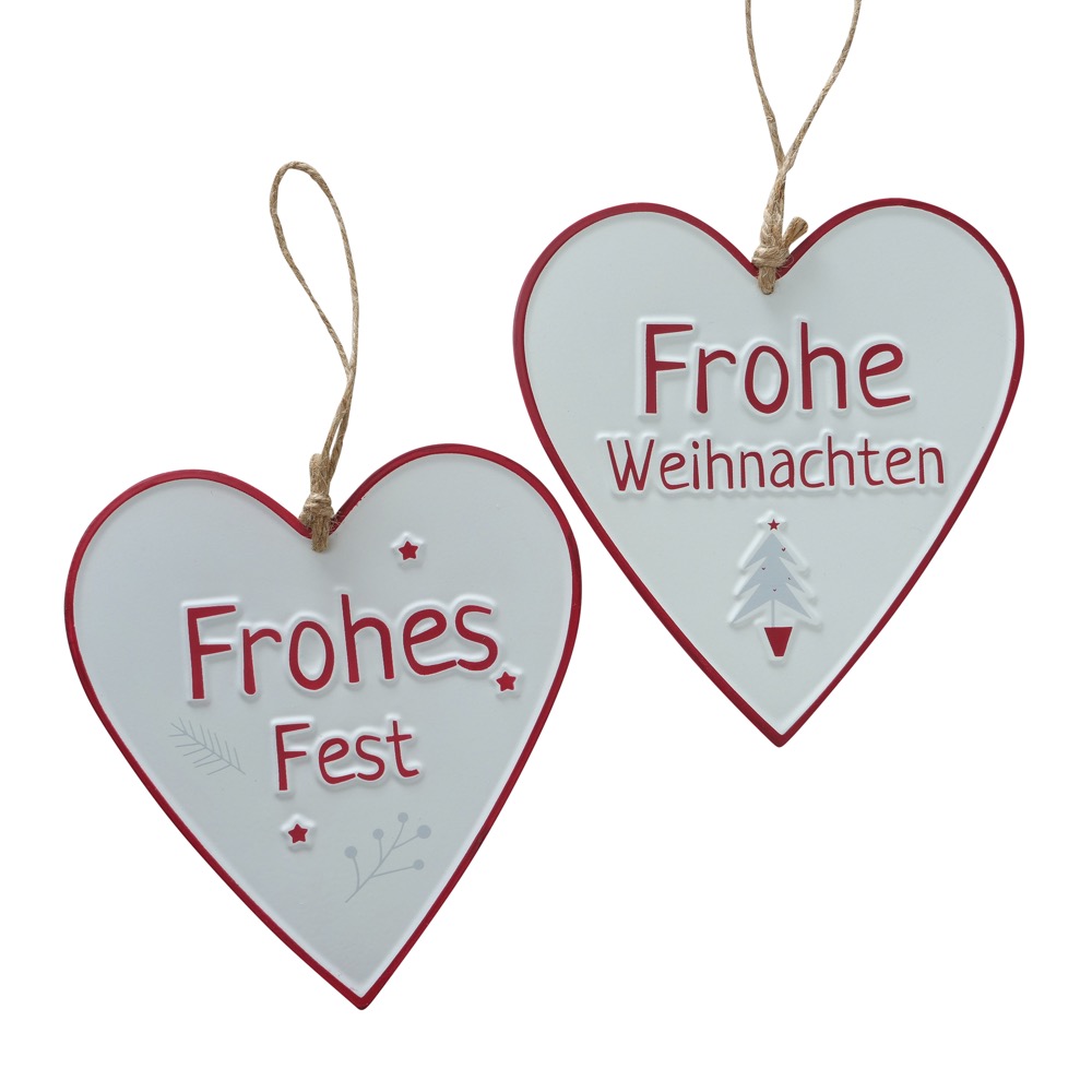1x Schild Frohes Fest 2sort. Weihnachten B19cm L18cm Eisen lackiert