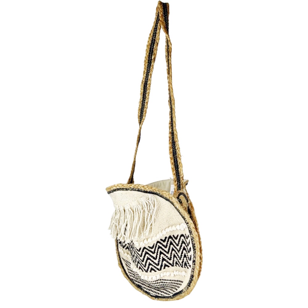 Handtasche Frei Jute Baumwolle Rund 38cm beige