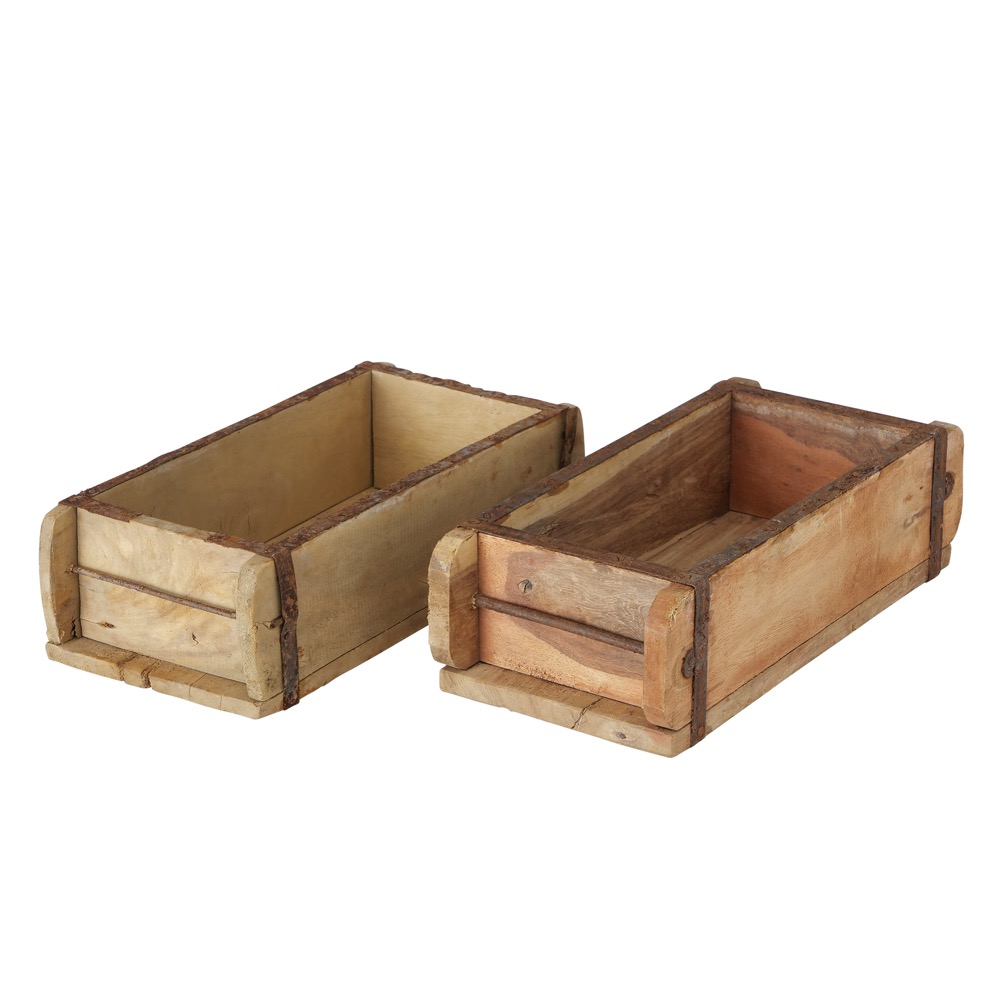 Box Rygge H 10cm L 32cm Recyceltes Holz Mehrfarbig Braun Natur