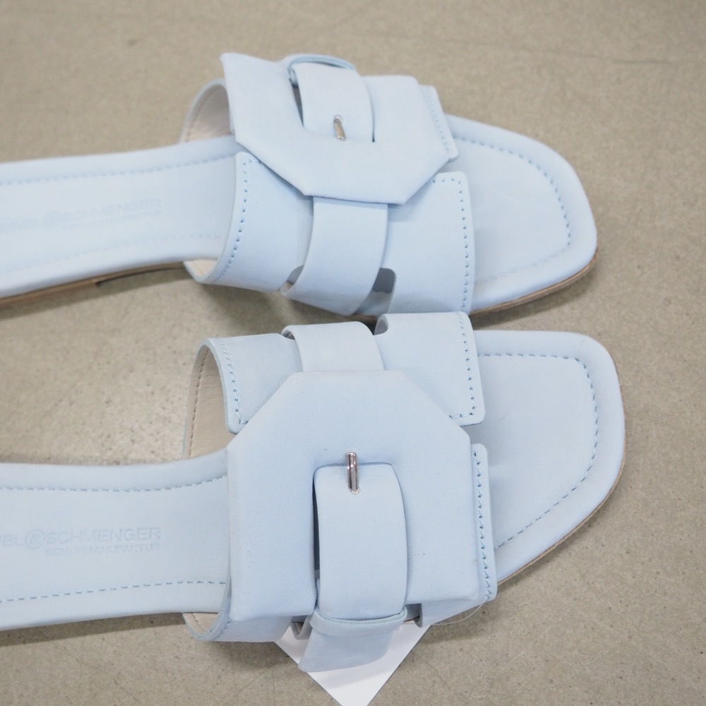 Pantolette hellblau Gr. 39 Große Schnalle