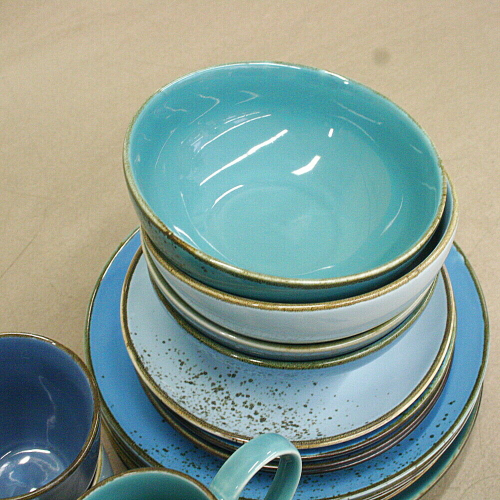 CREATABLE Geschirr Set 16-tlg. Viva blau 4 Personen Steingut