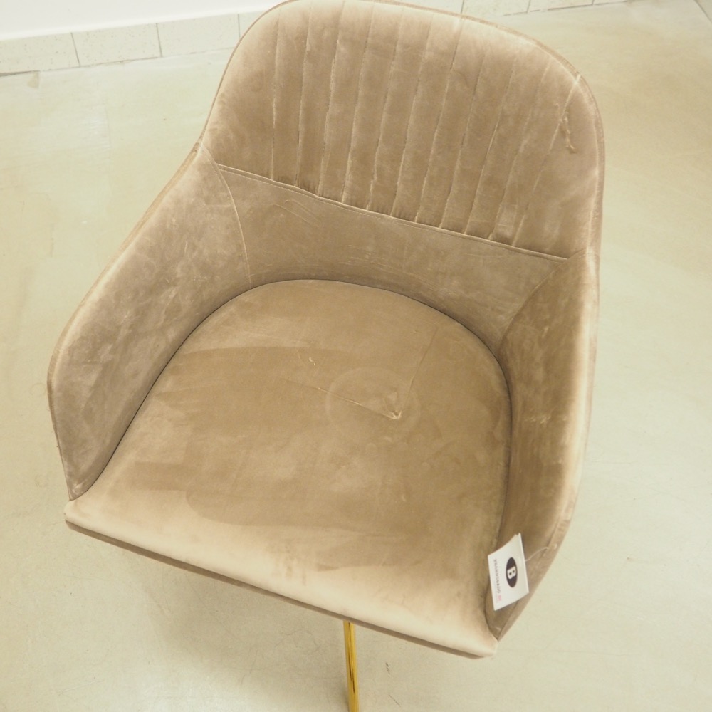 Samt-Armlehnstuhl Stuhl Levy grau-beige gold