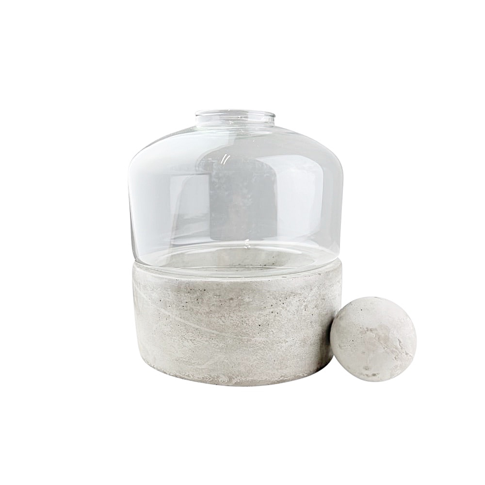 Anzuchtflasche Budi Beton Glas Grau Transparent