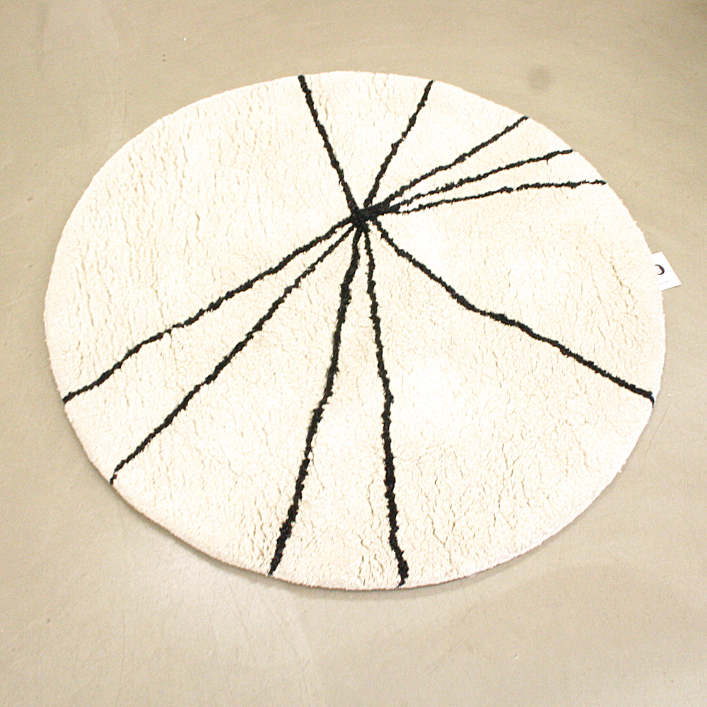 Teppich Wolle Ø ca. 120 cm creme schwarz rund