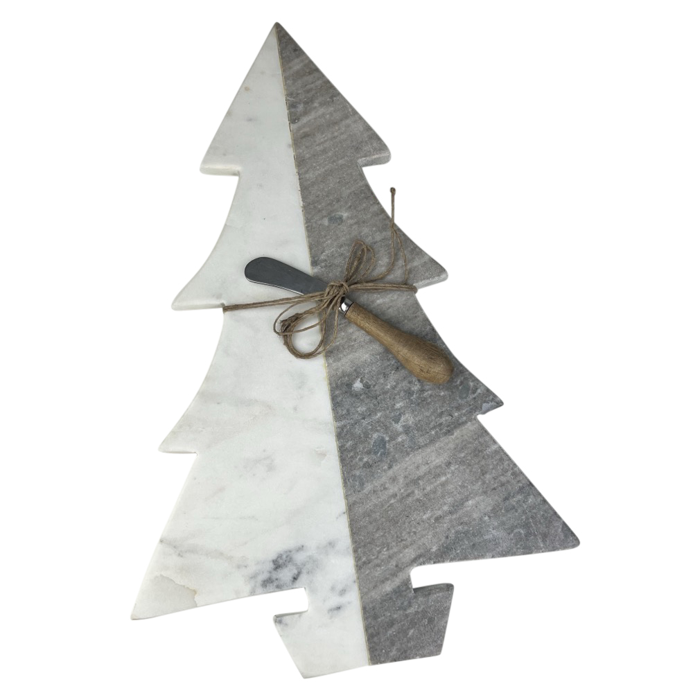 Marmor-Servierplatte Malalai mit Messer ca. 42 x 28 cm