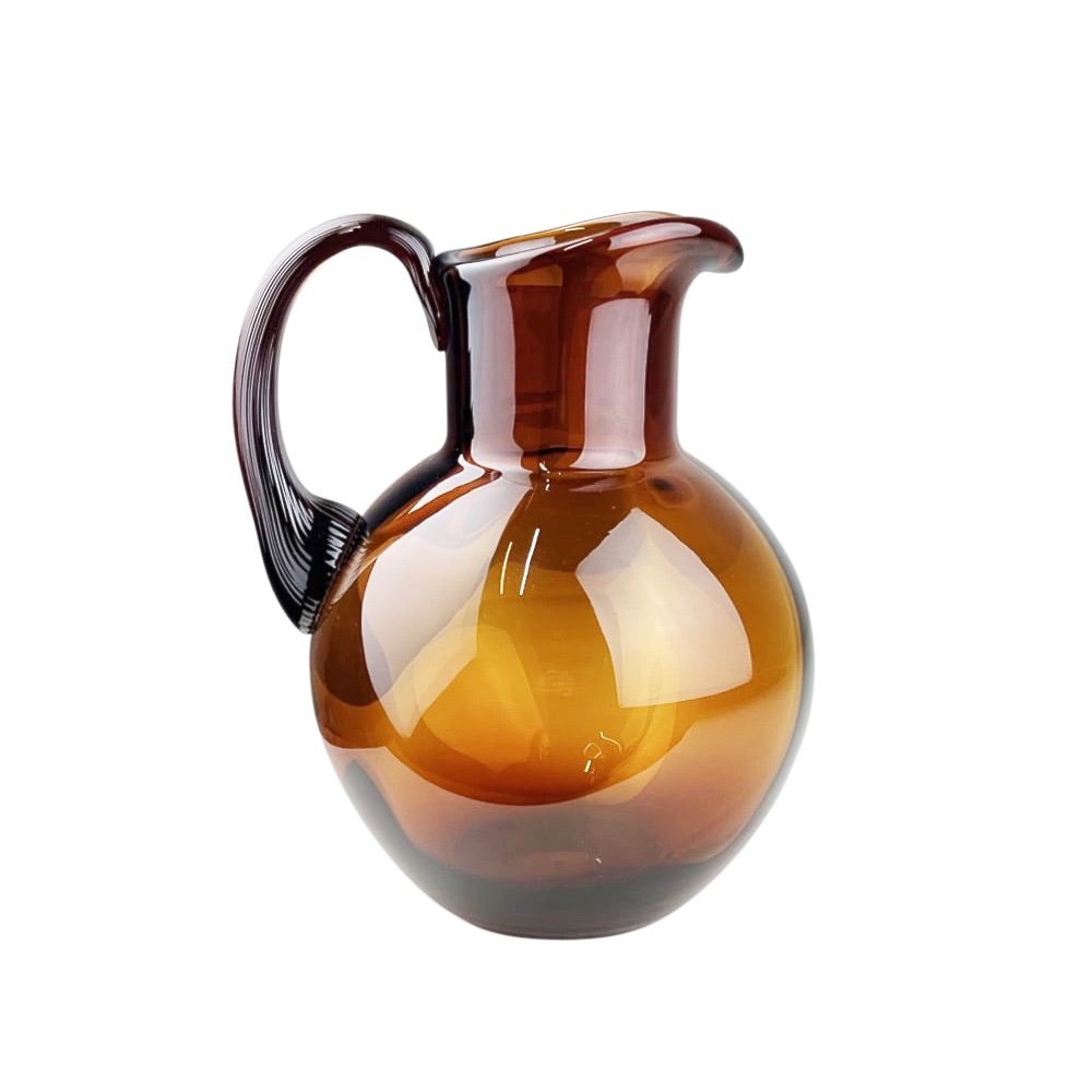 Handgefertigter Krug Swirl 2L Glas Ø 20 cm Amber