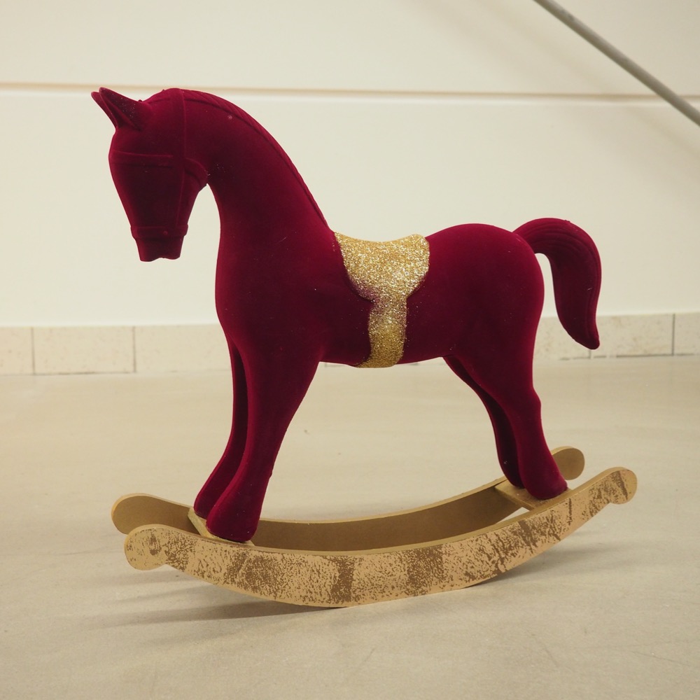 Deko-Figur Schaukelpferd Gingar L44xB9xH42cm weinrot gold