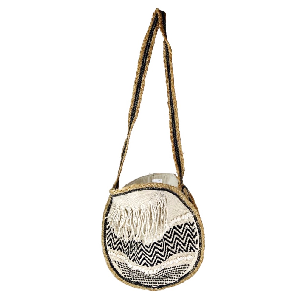 Handtasche Frei Jute Baumwolle Rund 38cm beige