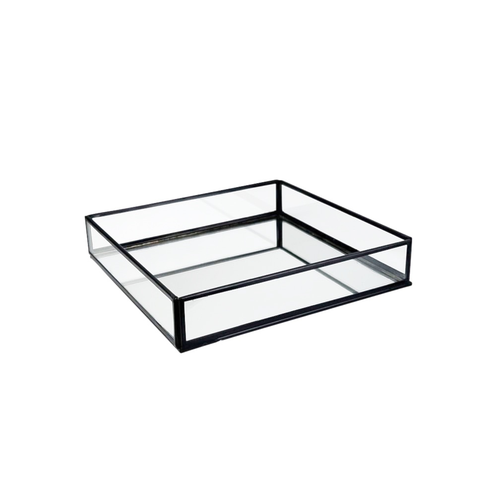 Dekotablett-Set Amari 2-tlg. Schwarz Metall Glas