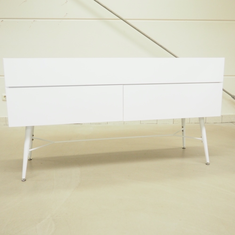 Konsole Board weiß Vitrinenschublade Scandi B140xT45xH75cm
