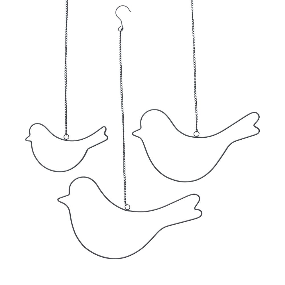 3x Hängefigur Vogel 3 tlg. Dekoobjekt Deko Vogelset Eisen schwarz