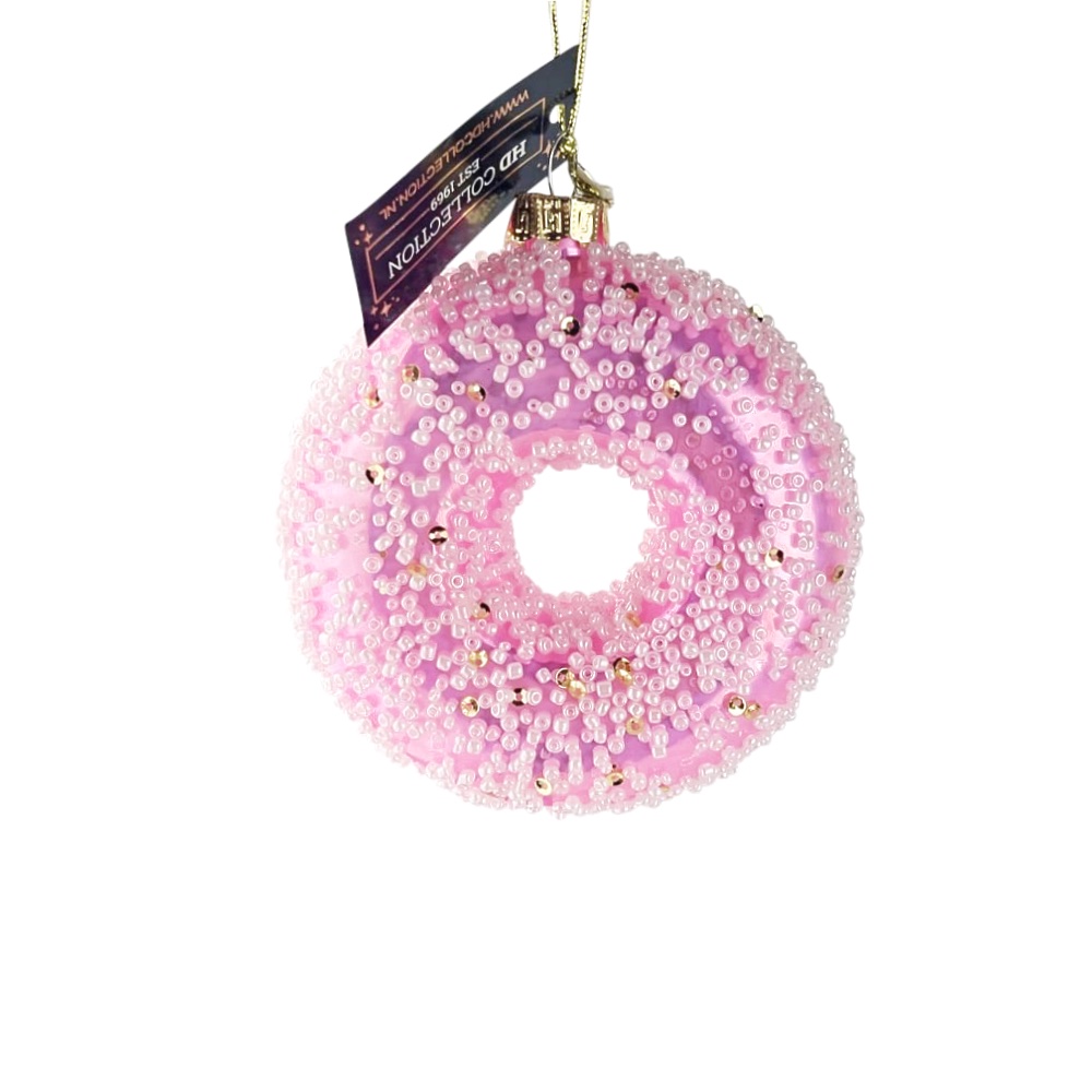 Baumanhänger Glaze in Donutform Glas Ø 9 cm Rosa