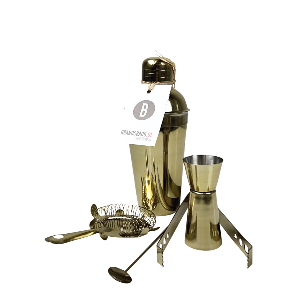 Cocktail-Shaker-Set Leur in Gold, 5-tlg.