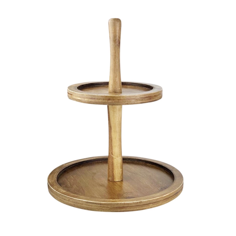 Etagere Hercule Holz  Ø 30 cm H 34 cm Braun 2 Etagen