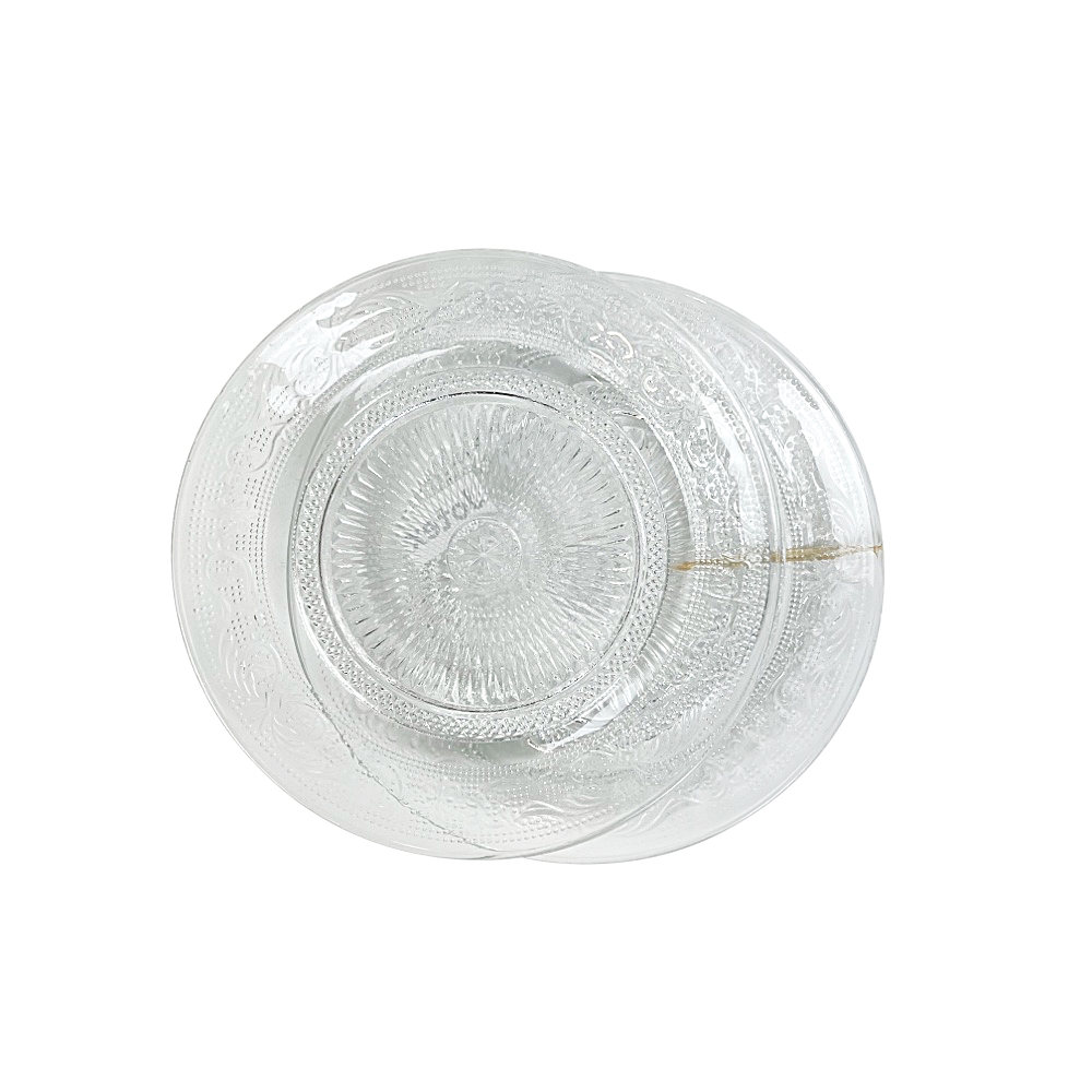 2 Frühstücksteller Nola aus Glas Rillenrelief