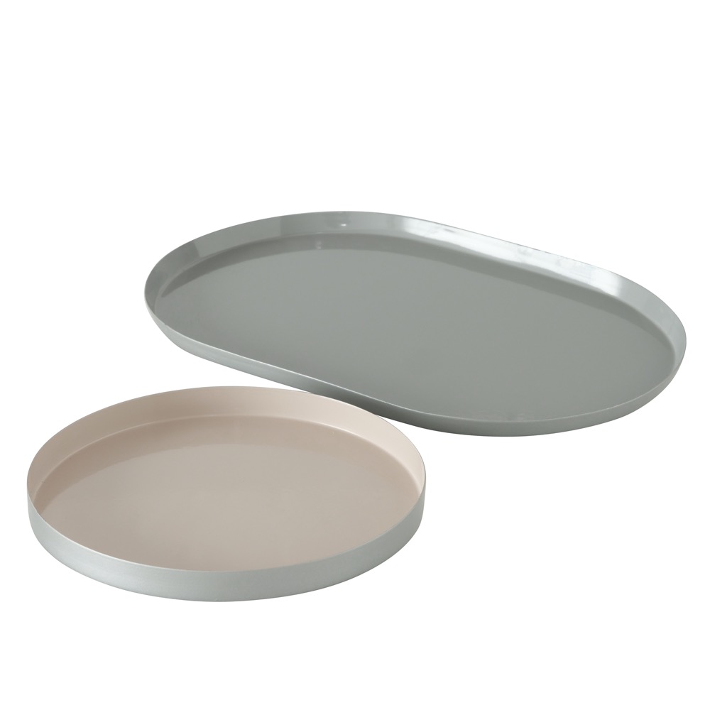 Deko-Tablett-Set Zerno 2 tlg. B 20cm Eisen Grau Taupe
