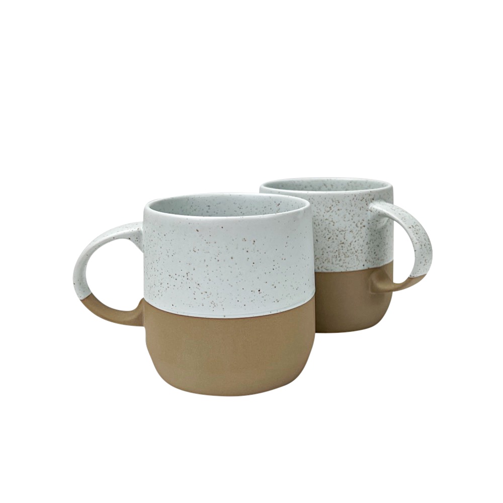 2 Tassen Henkelbecher Caja Braun/Beige matt Tasse Becher