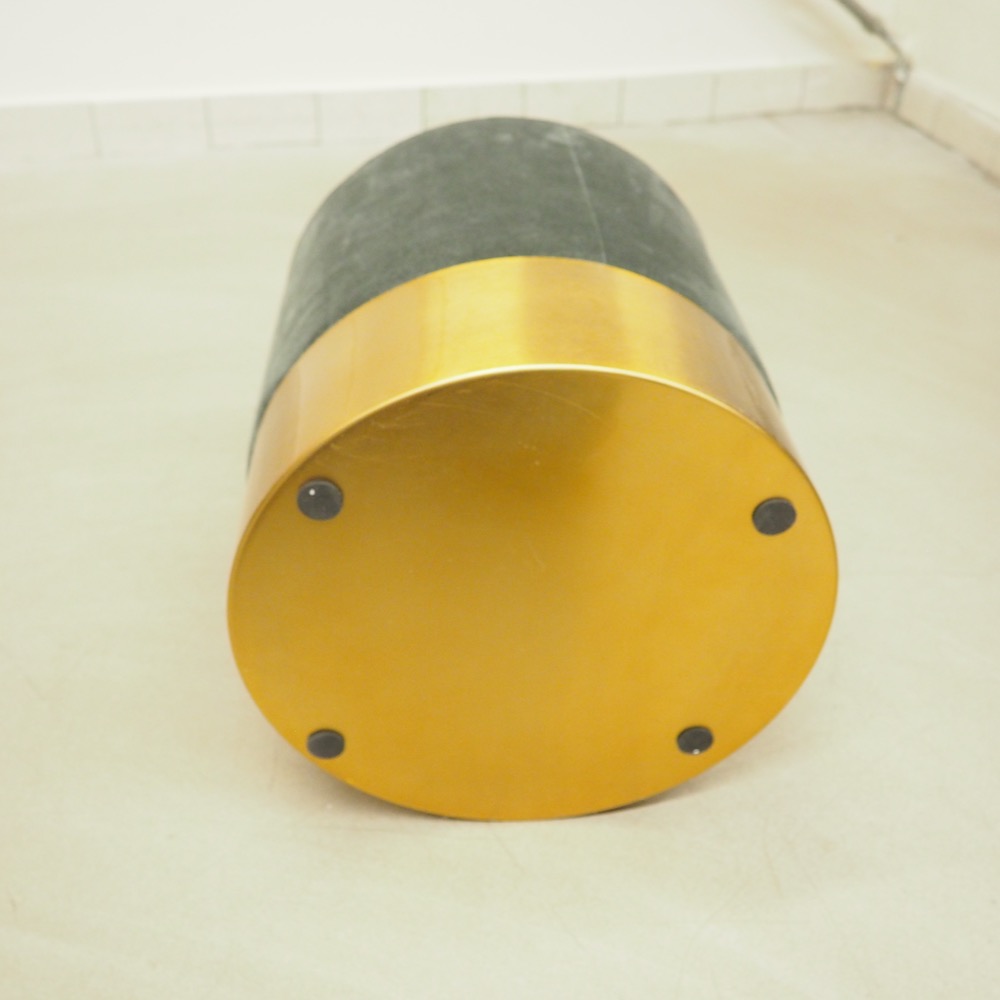 Samt Hocker Harlow grau/goldfarben Ø 38 cm H 42 cm Deko