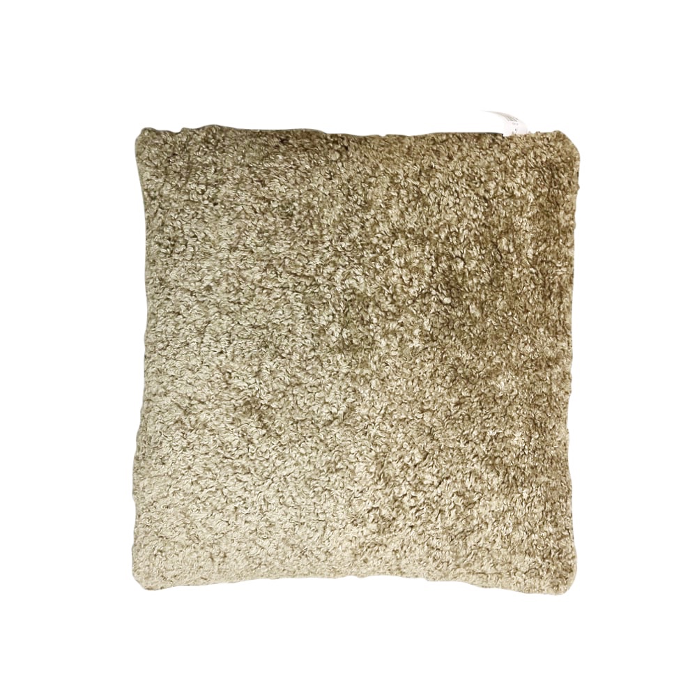 Flauschiges Kissen Teddy Olivgrün Inlett
