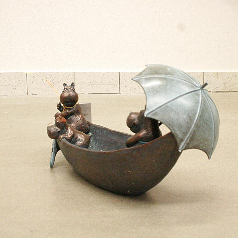 Deko-Objekt Vogeltränke Hippo Family Polyresin ca.45cm lang