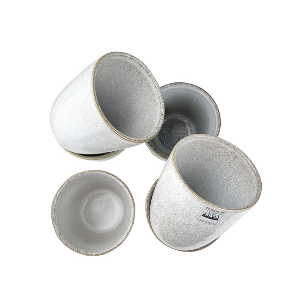 6 x Becher Saisons Steingut Beige