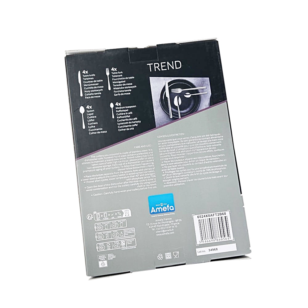 16 tlg. Trend Besteckset Silber Edelstahl glänzend