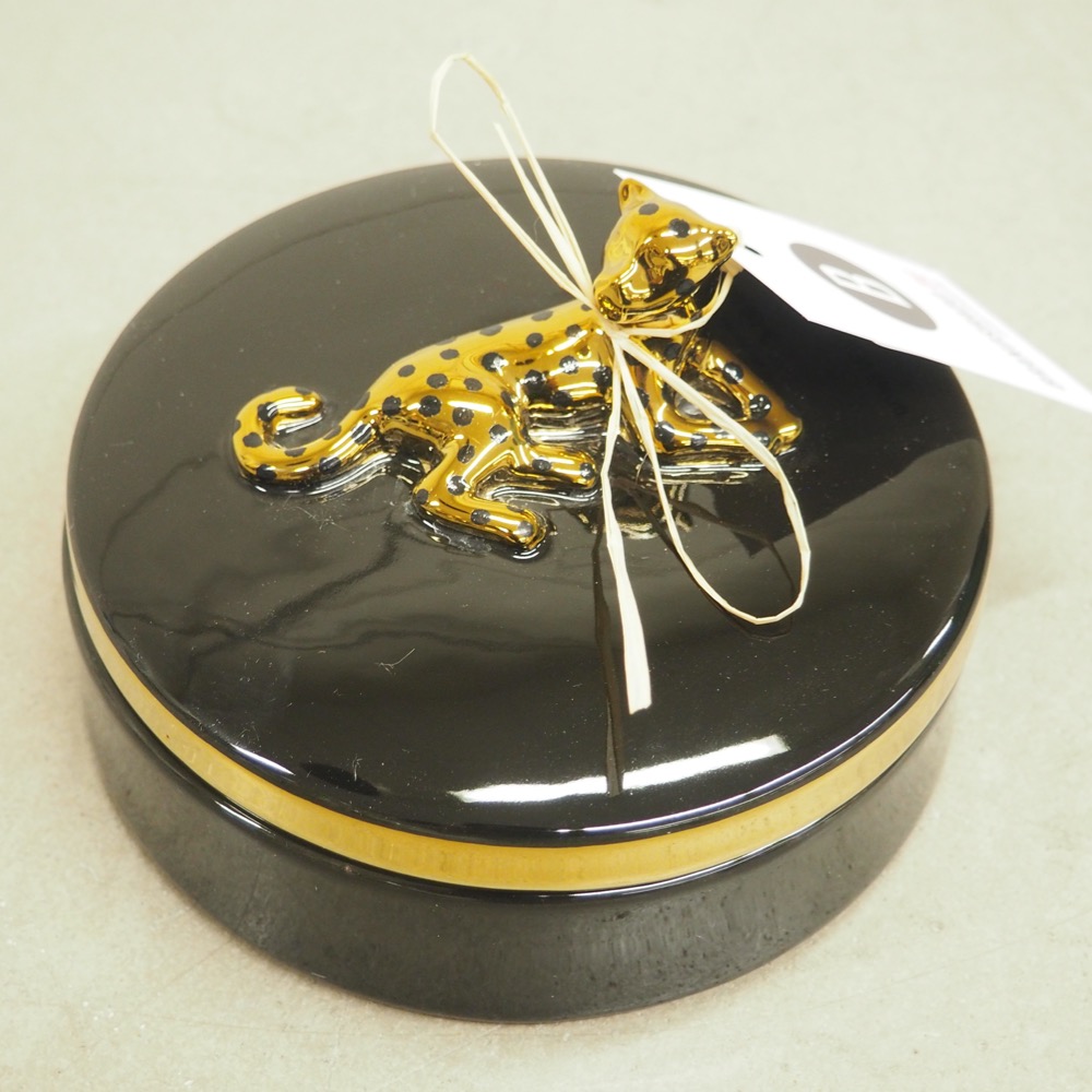 Deko Dose Gepard schwarz gold ø14 cm