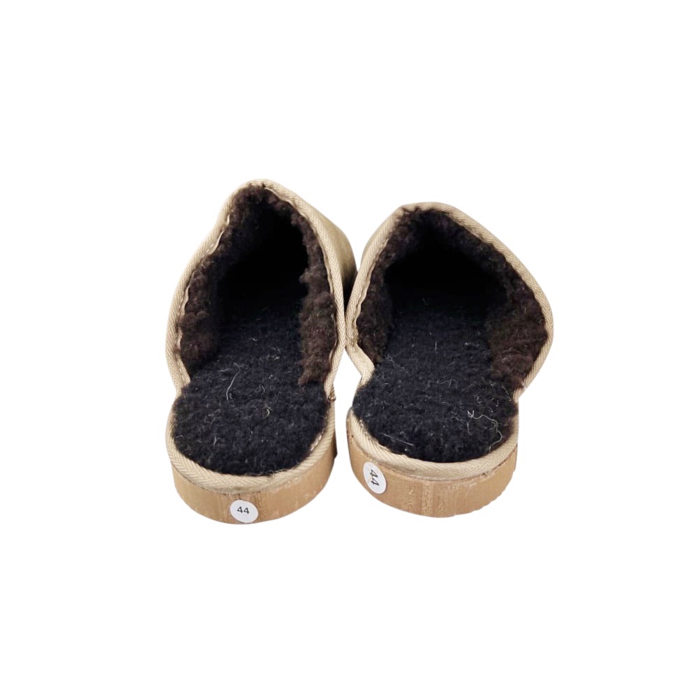 Herren Pantoffels Camel 44 Schafwolle Braun