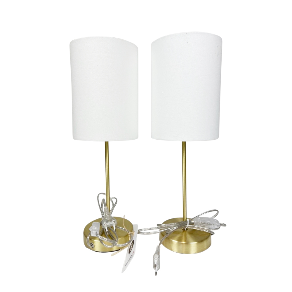 2x Klassische Nachttischlampen Metall Textil H ca. 45cm