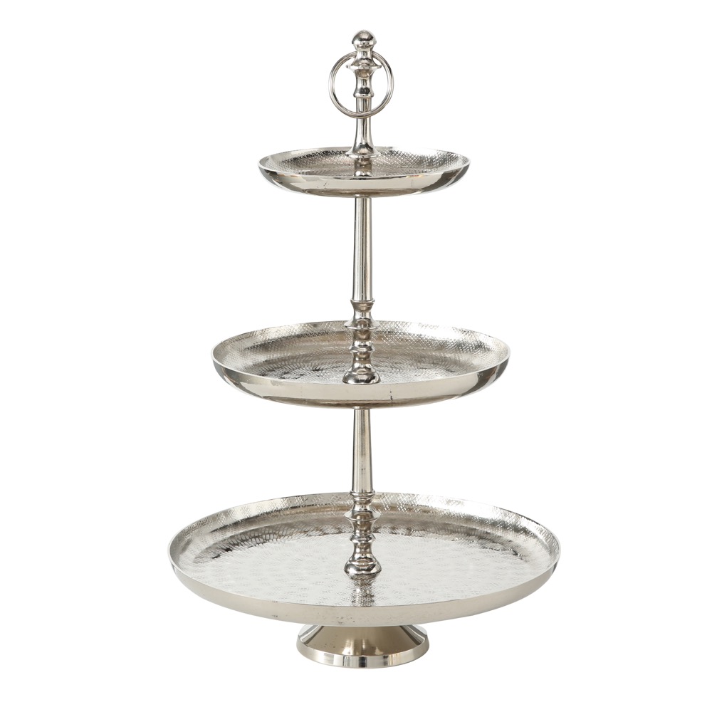 Deko-Etagere Detroit H 48cm Aluminium Silber 3 Etagen Vintage