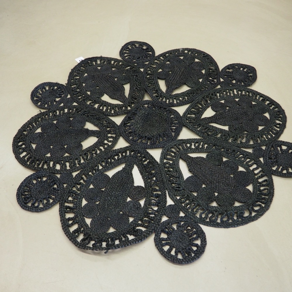 Juteteppich schwarz ø 120 cm