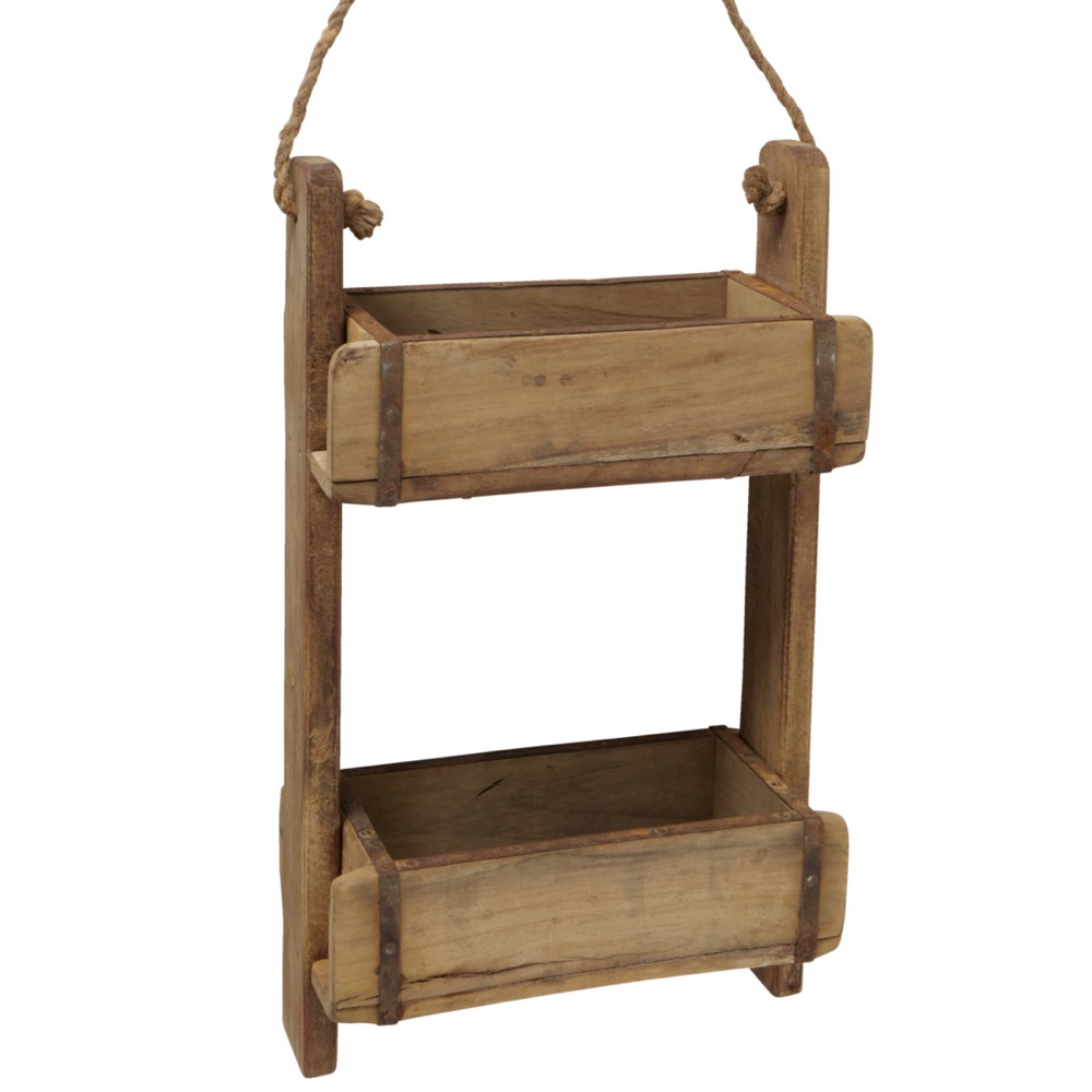 Hänge-Regal Rygge H 51cm B 30cm Recyceltes Holz Hellbraun Deko-Objekt