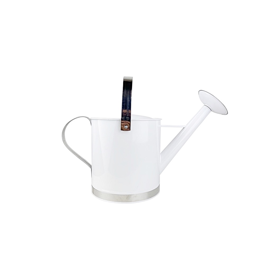 Gießkanne Lena weiss silberfarben Metall 5 Liter modern