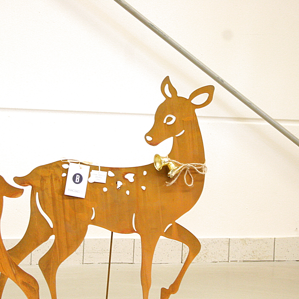 Deko Figuren 2-tlg. XXL Hirsch Paar Rost Look ca. 73 /100 cm hoch