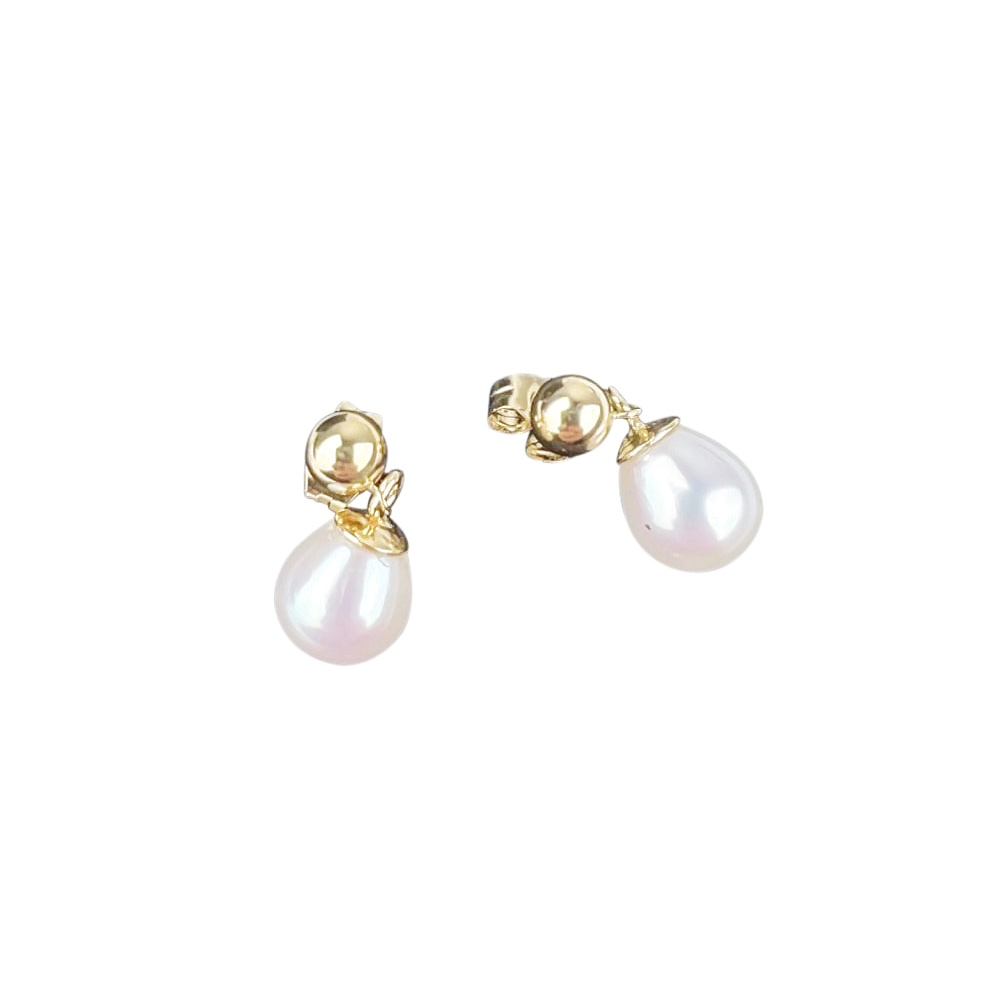 Gold-Ohrstecker Liv Frischwasserperlen Kernmaterial: 750er Gold Rosa