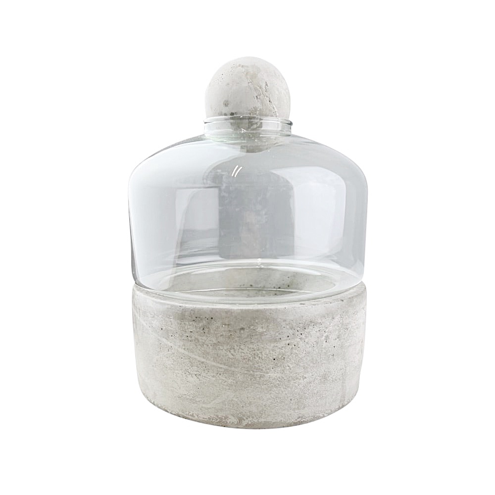 Anzuchtflasche Budi Beton Glas Grau Transparent