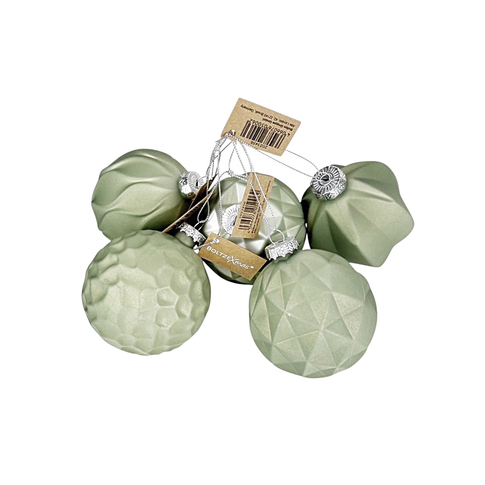 5x Glas-Weihnachtskugel-Set Raven Glas Ø 8 cm H 8 cm Grün