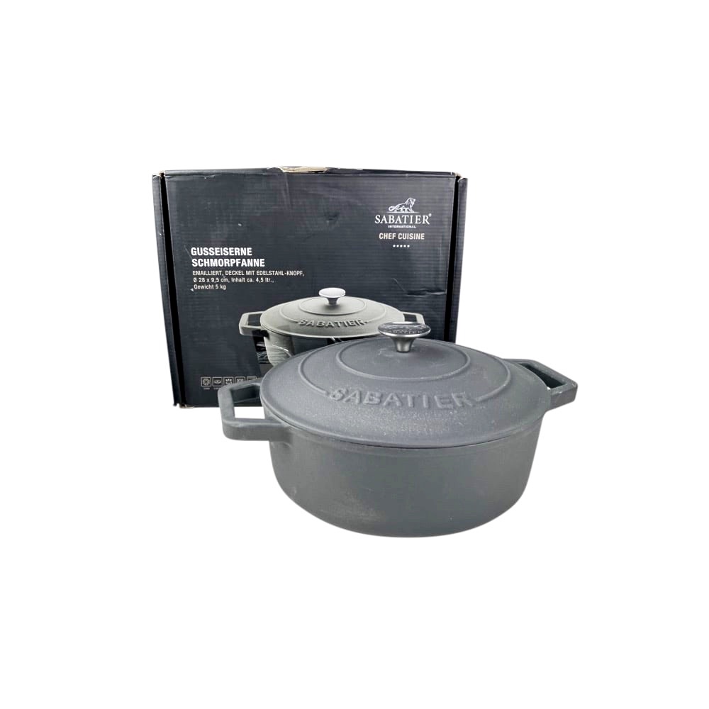 Gusseisen-Bräter Etienne Schwarz 4.5 l Edelstahl 28 cm H 15 cm