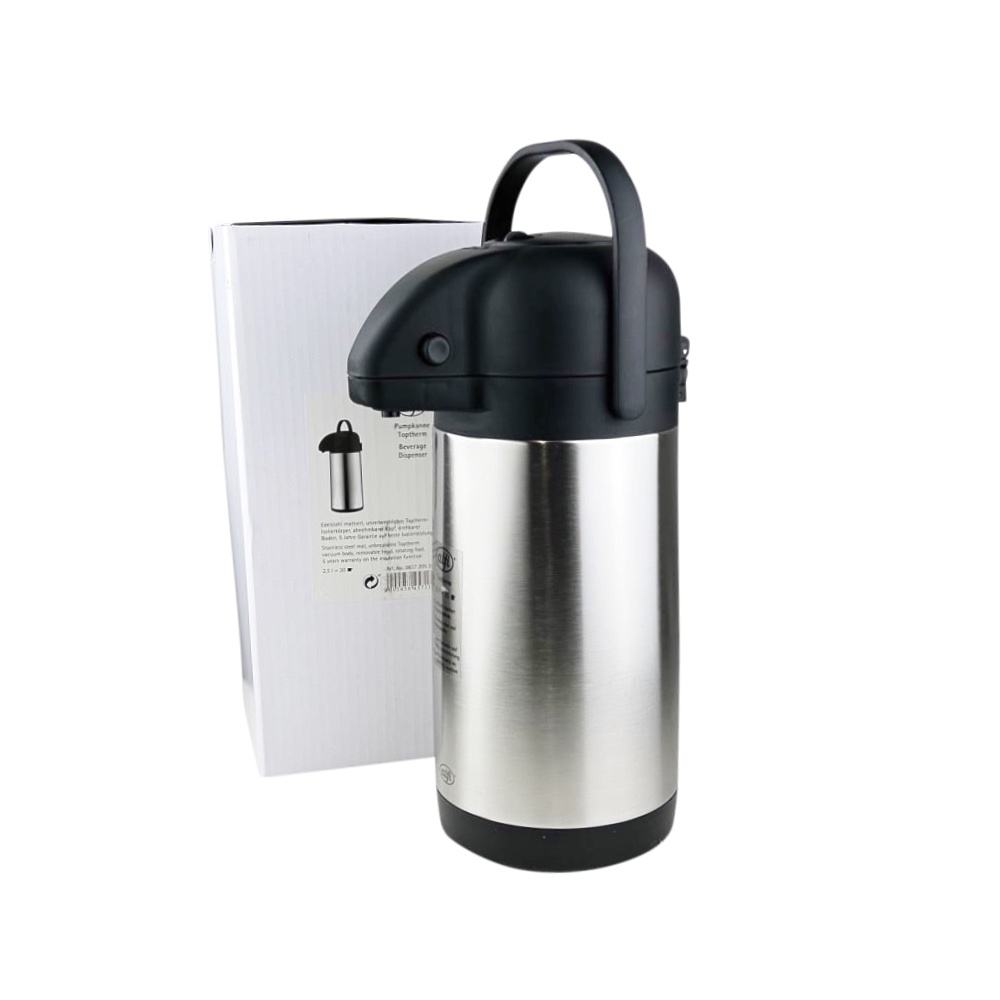 Isolier-Pumpkanne TT 2.5 L Edelstahl Schwarz Silber