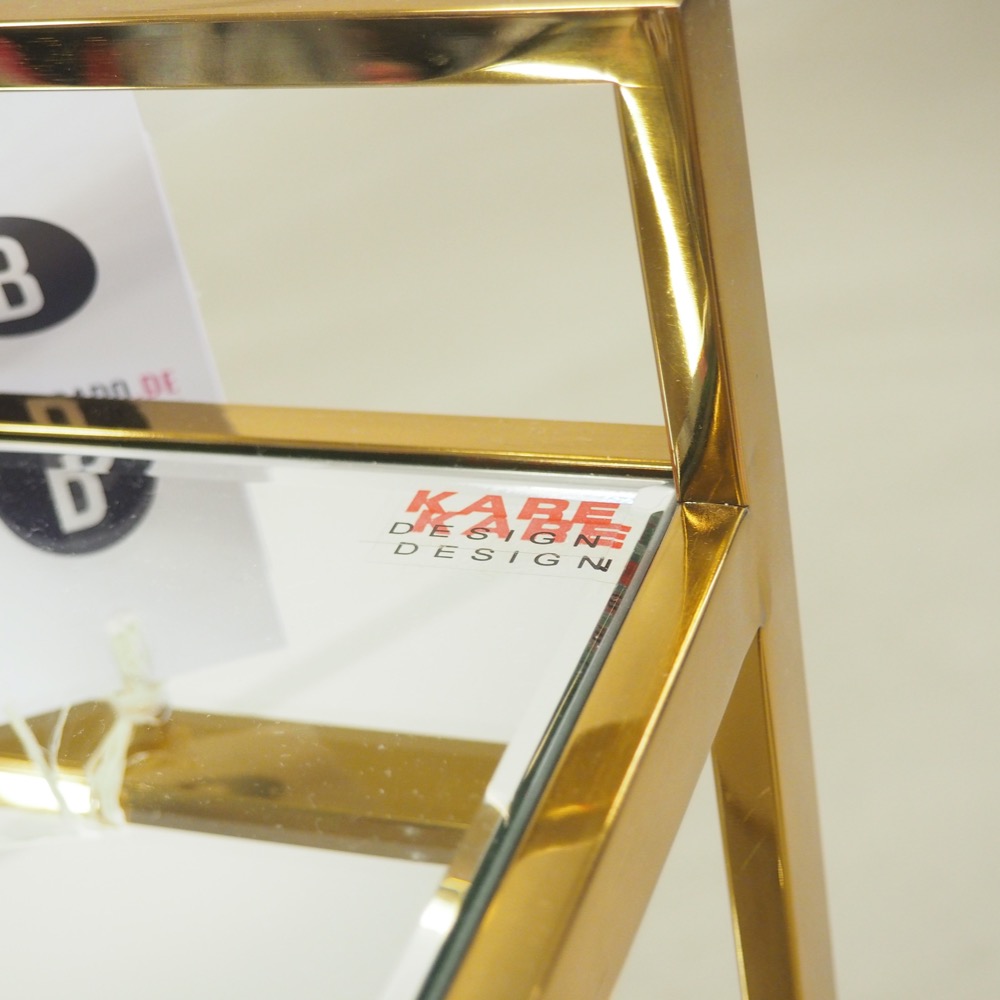 Servierwagen Classy Goldfarben mit Spiegelglas 4 Rollen